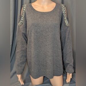 INC Int. Viscose/Silk blend Gray Sweater with Sequin Detail Women’s 0X -GUC